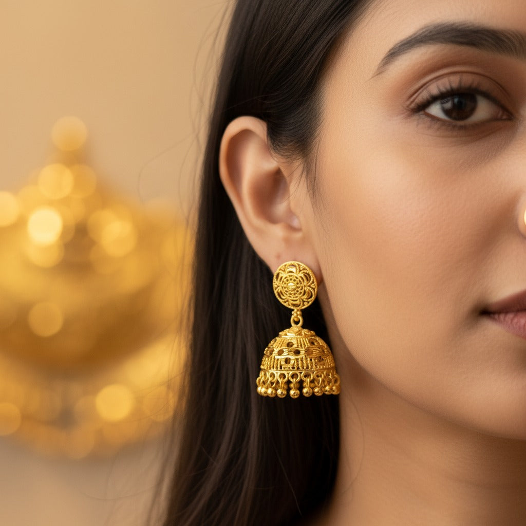 Micro Gold Plated Rose Mandala Jhumki