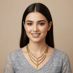 Micro Gold Plated 3-Layer Black Bead Mangalsutra