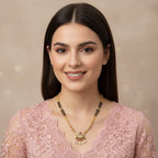 Micro Gold Plated  Mangalsutra with Ruby, Emerald & Pearl Drops