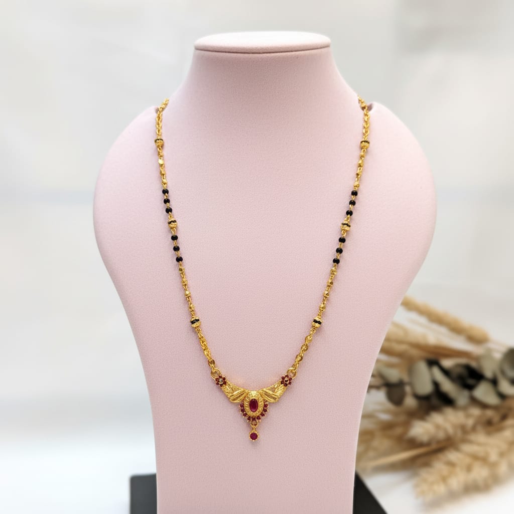 Micro Gold Plated Ruby Stone Mangalsutra
