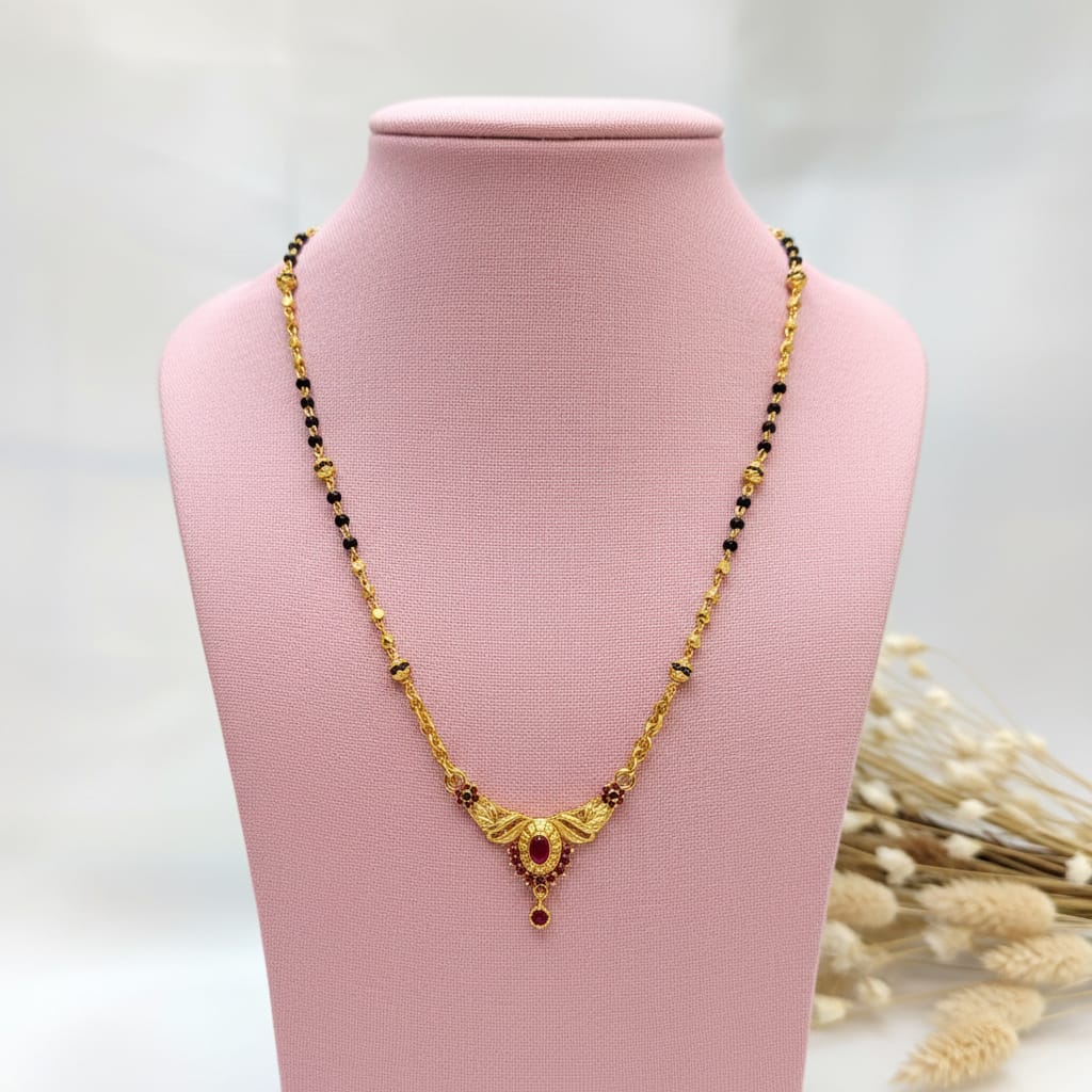 Micro Gold Plated Ruby Stone Mangalsutra