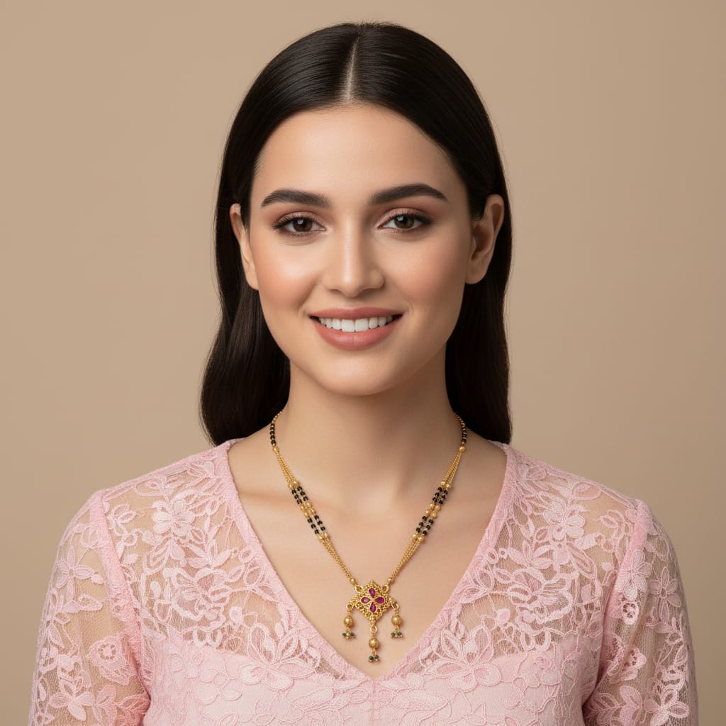One Gram Gold Double Chain Mangalsutra