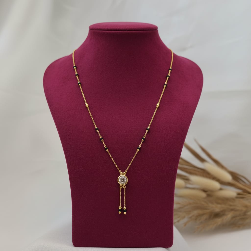 CZ Round Tassel Drop Mangalsutra | One Gram Gold