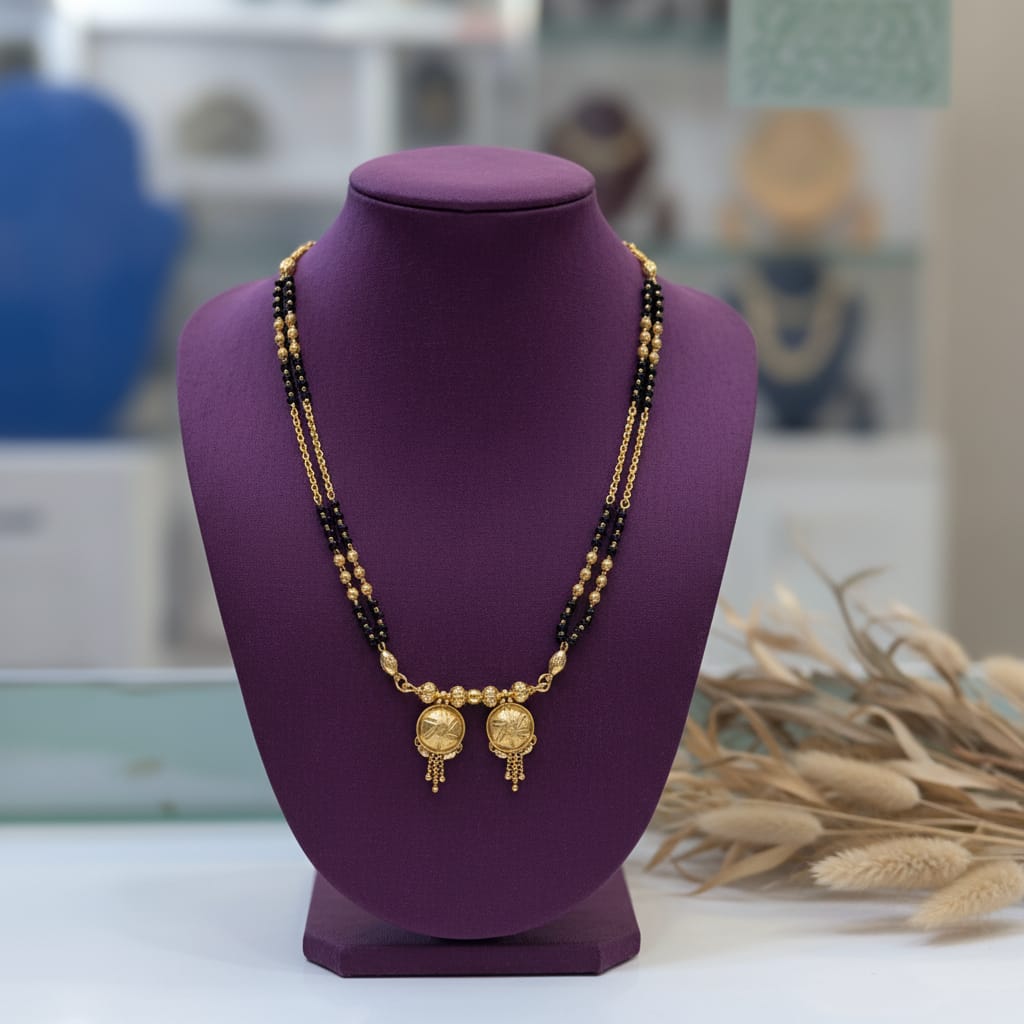 Gold-Plated Double Coin Vati  Mangalsutra | One Gram Gold