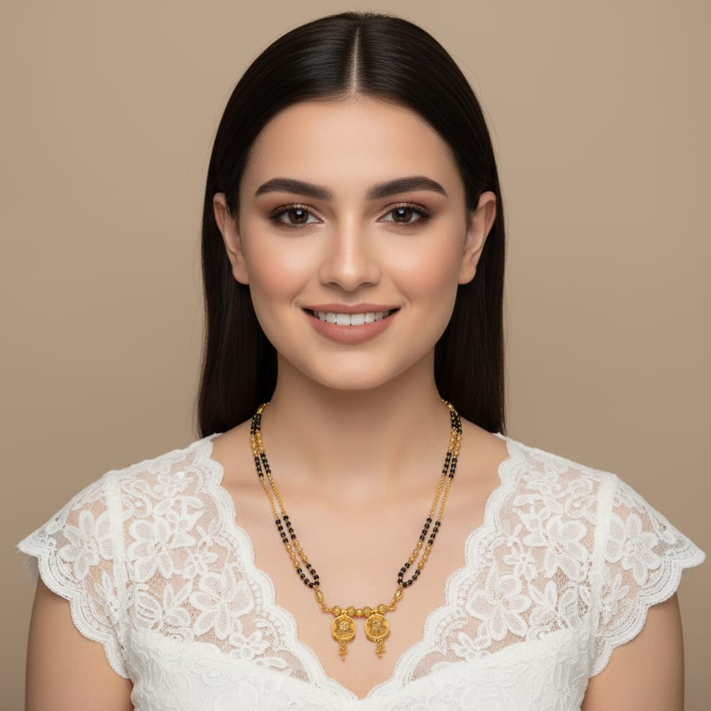 Gold-Plated Double Coin Vati  Mangalsutra | One Gram Gold