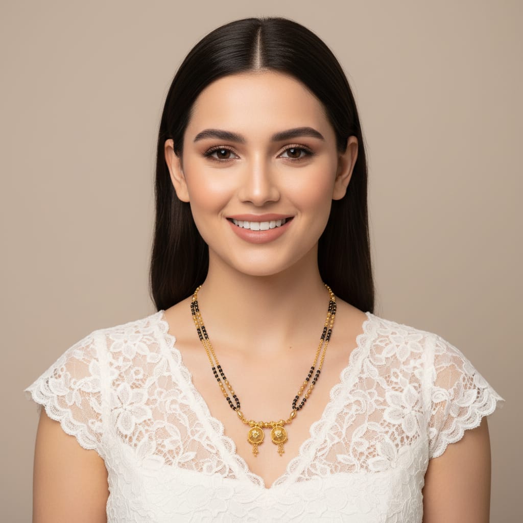 Gold-Plated Double Coin Vati  Mangalsutra | One Gram Gold