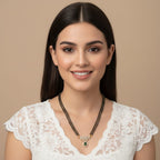 Micro Gold Plated Emerald CZ Floral Mangalsutra