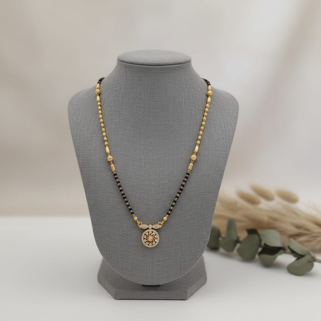 Gold-Plated Swirl Disc Mangalsutra