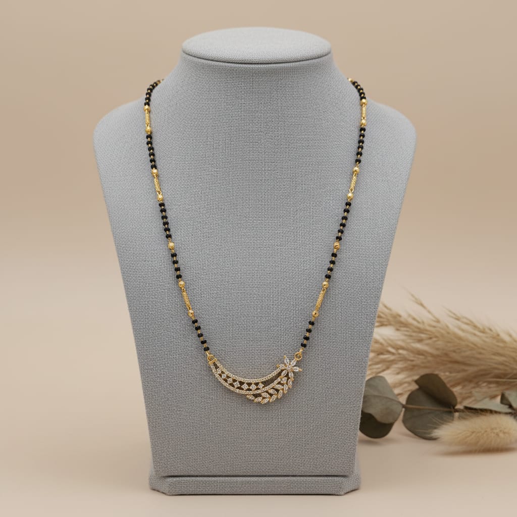 Micro Gold Plated Crescent CZ Mangalsutra