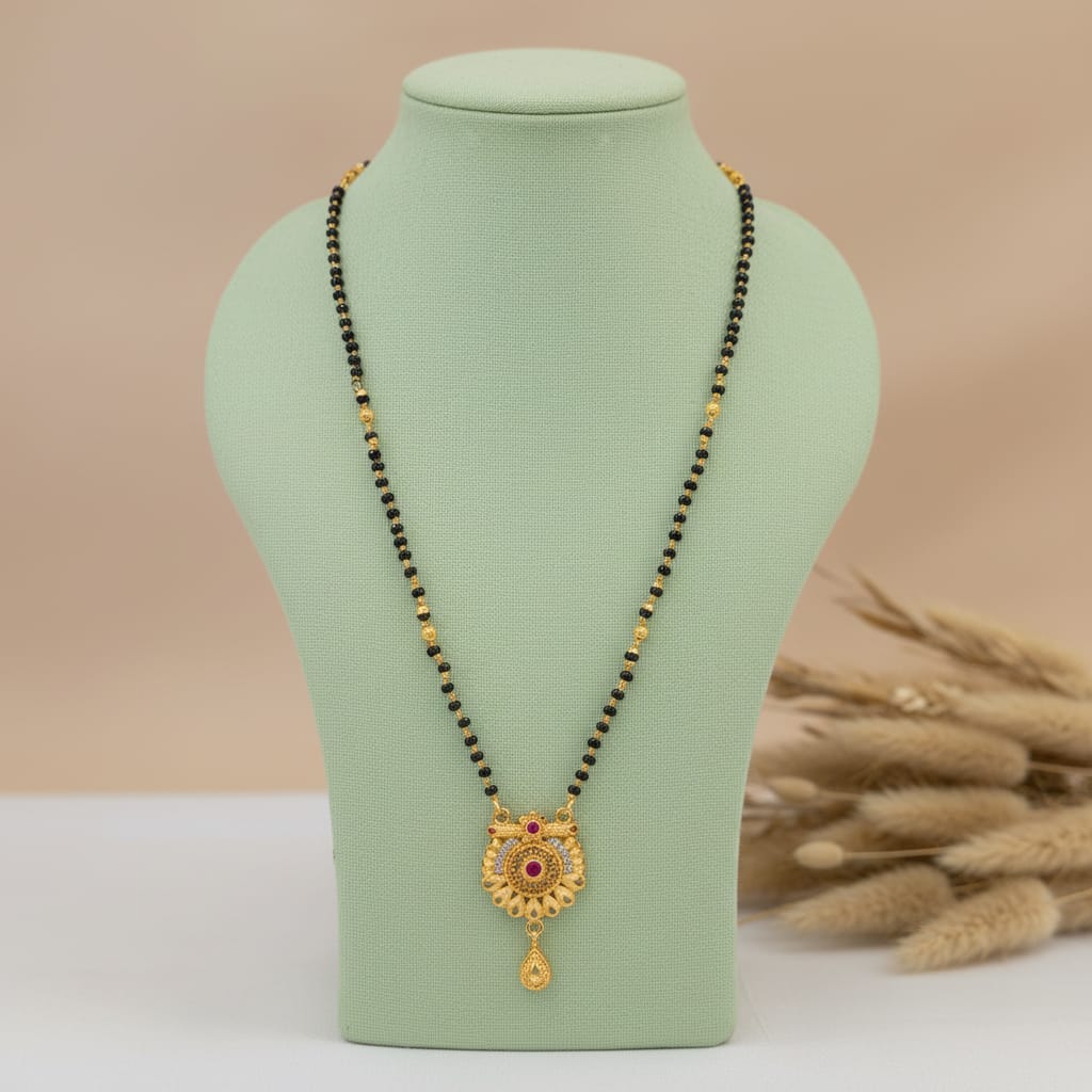 Micro Gold Plated Ruby Mangalsutra