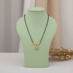 Gold-Plated CZ Sunburst Wheel Pendant Mangalsutra | One Gram Gold