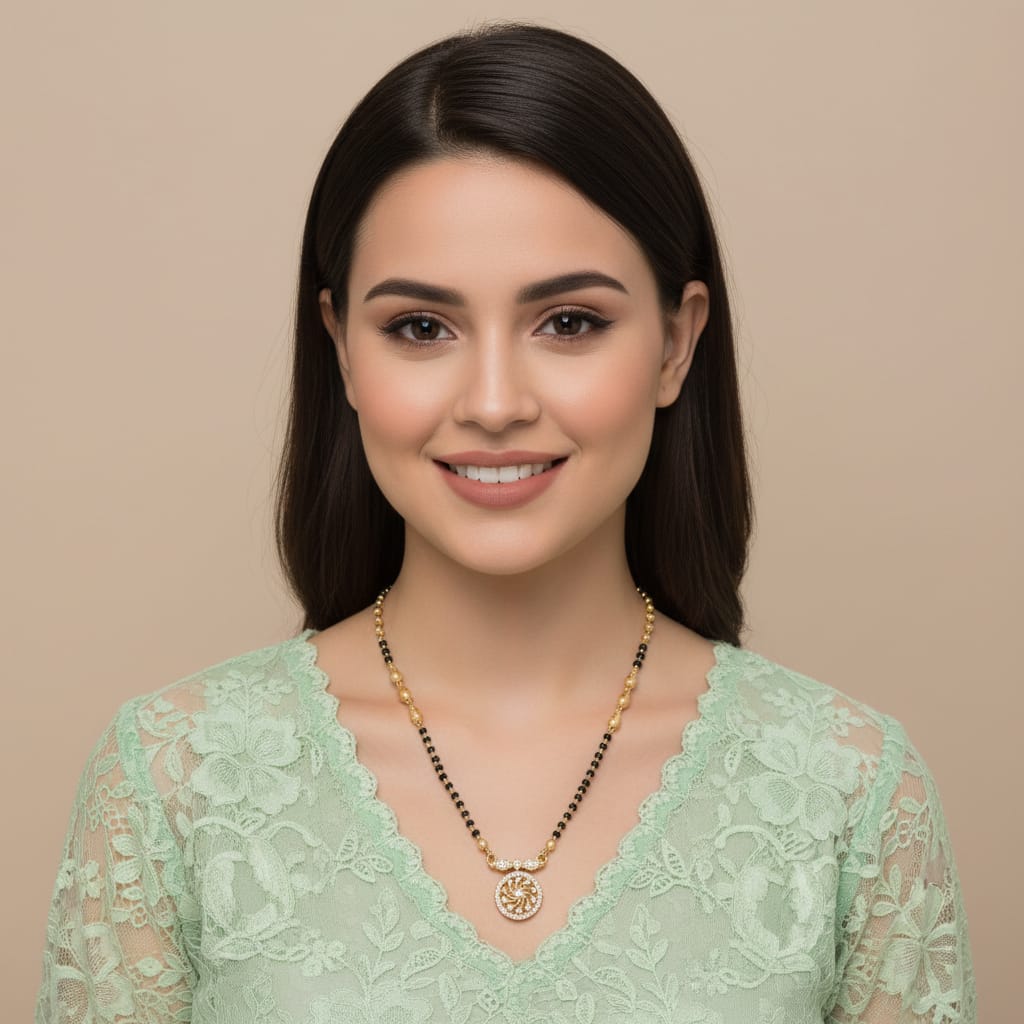Gold-Plated Swirl Disc Mangalsutra