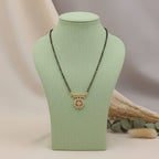 Gold-Plated CZ Sunburst Wheel Pendant Mangalsutra | One Gram Gold