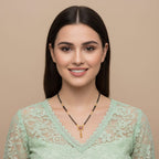 Gold-Plated Ruby CZ Star Flower Tassel Mangalsutra | One Gram Gold