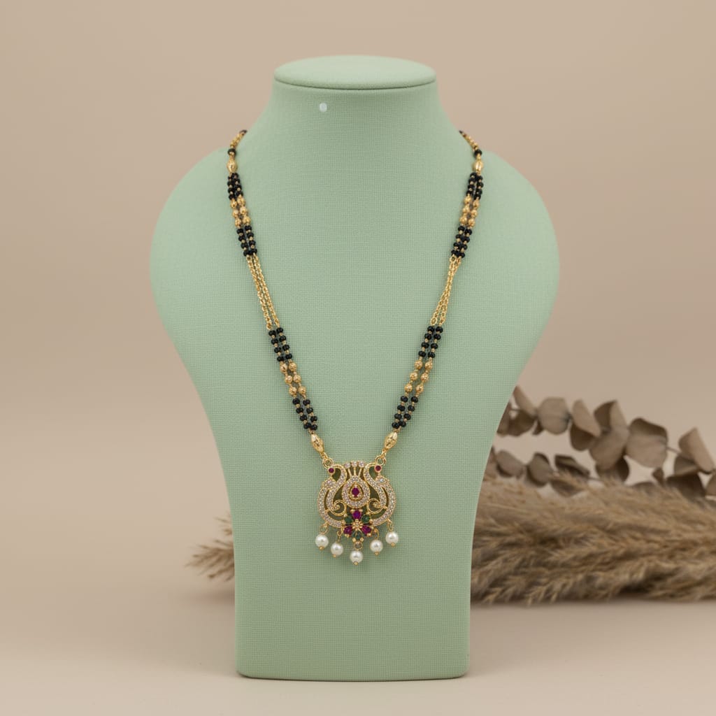 Micro Gold Plated Peacock CZ Mangalsutra