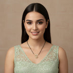 Gold-Plated CZ Sunburst Wheel Pendant Mangalsutra | One Gram Gold