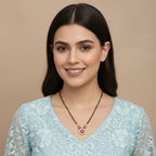 Delicate Gold Mangalsutra with Ruby CZ Pendant