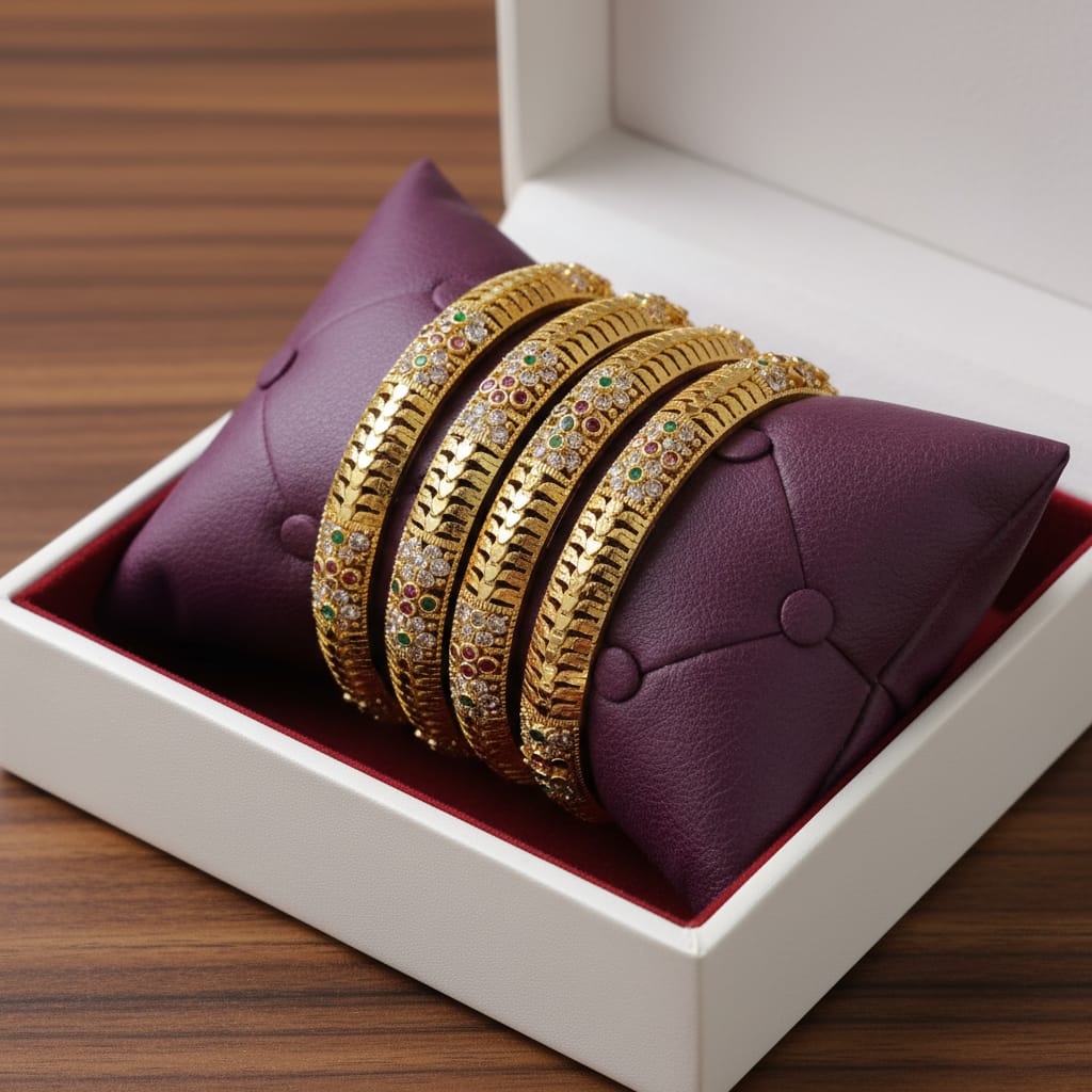 One Gram Gold cz stone Bangles Set
