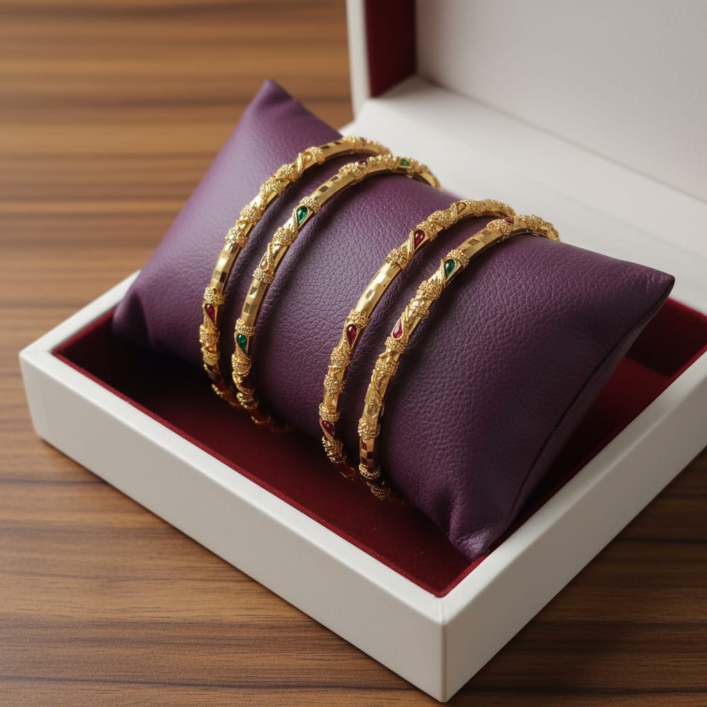 One Gram Gold Bangles with Meenakari Work