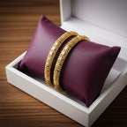 1 Gram Gold Bangles – Floral Textured Set