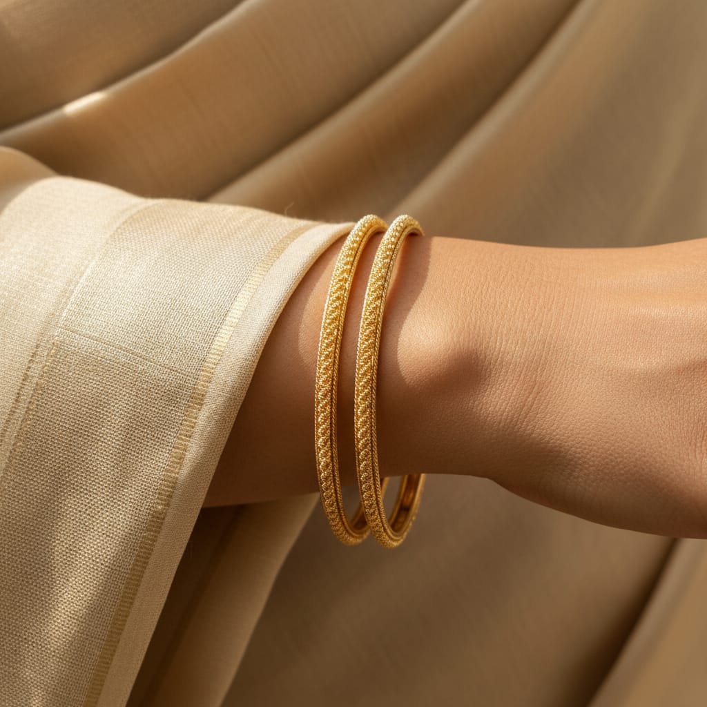 One Gram Gold Rope Texture Bangles Set