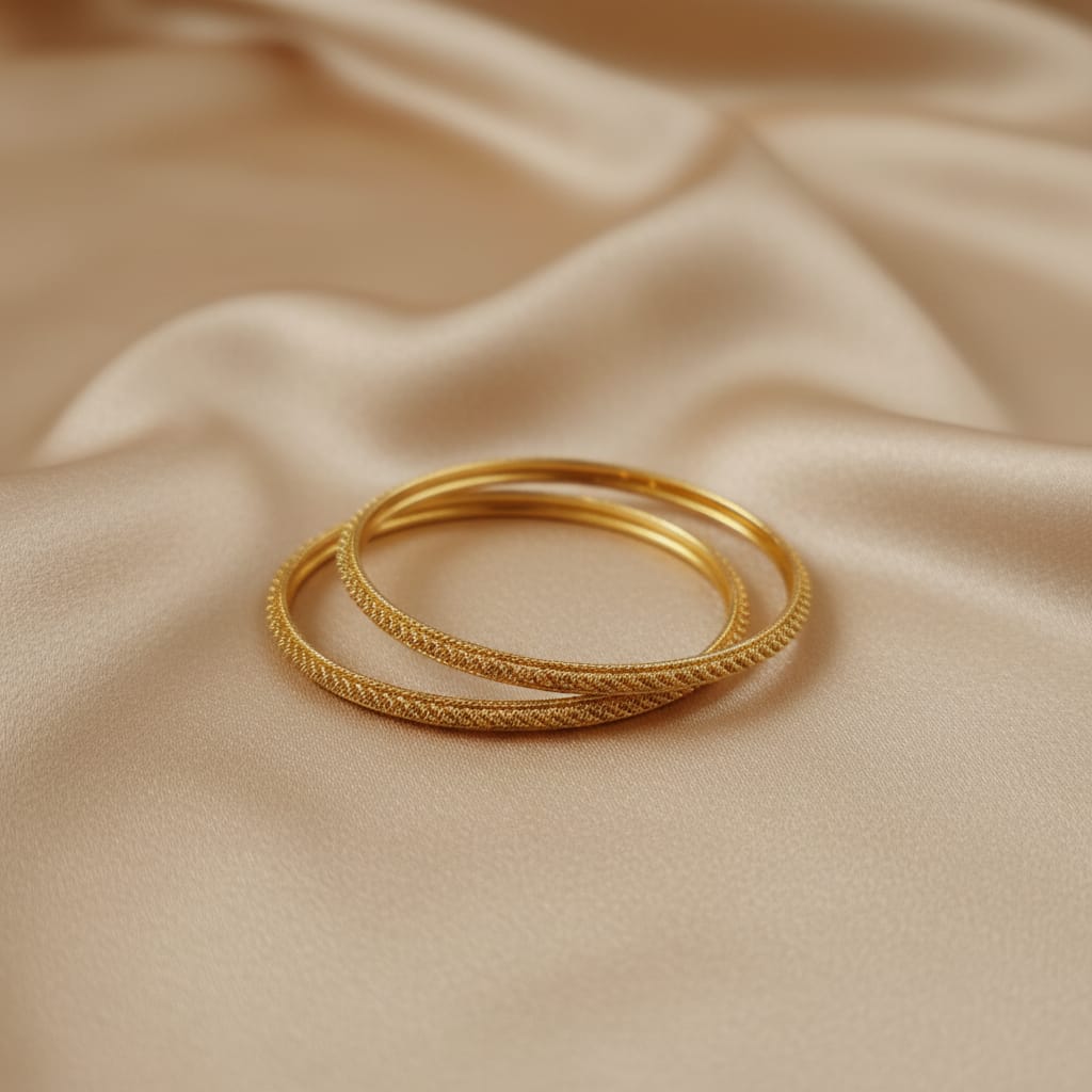 One Gram Gold Rope Texture Bangles Set