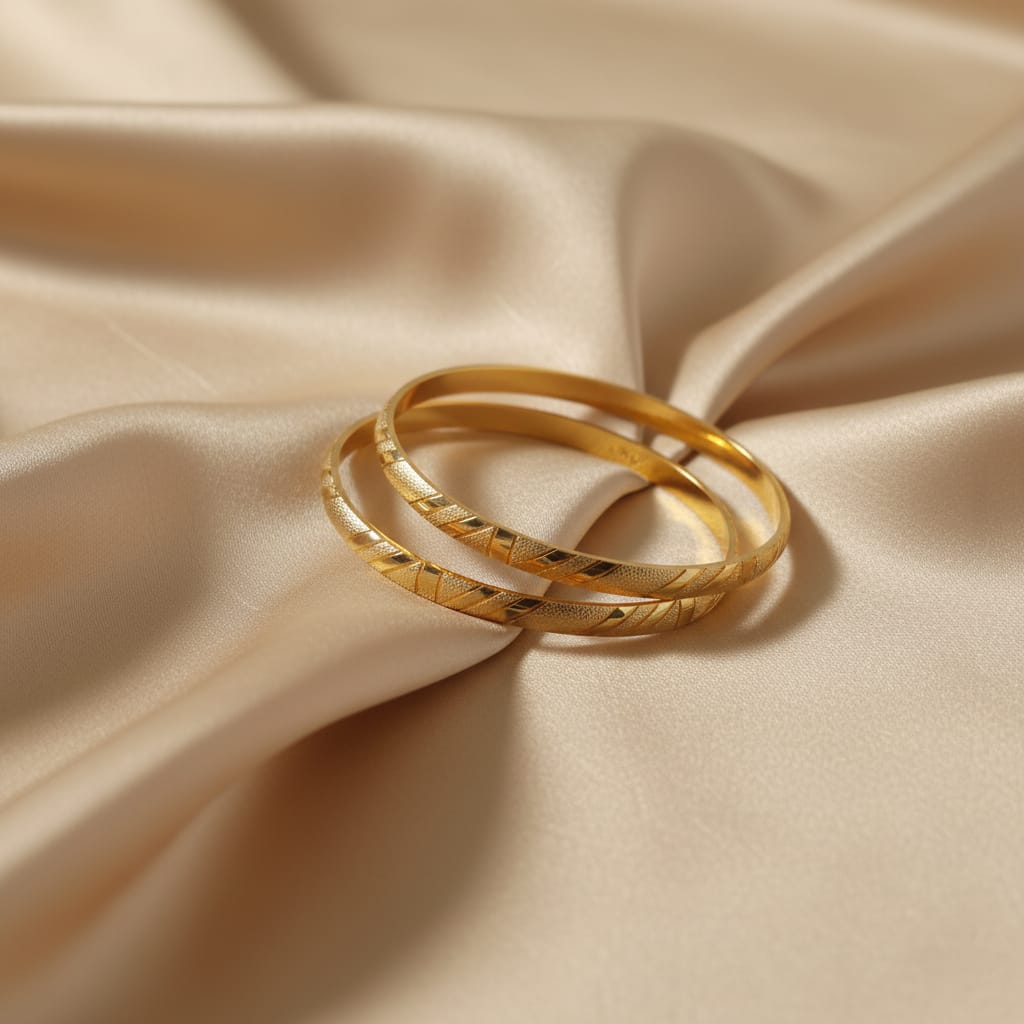 One Gram Gold Diamond-Cut Bangles