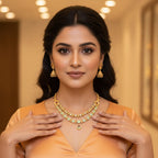 Rajwadi Mint Meenakari Necklace Set with Jhumka Earrings