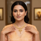 Antique Gold Polki Peacock Rajwadi Necklace