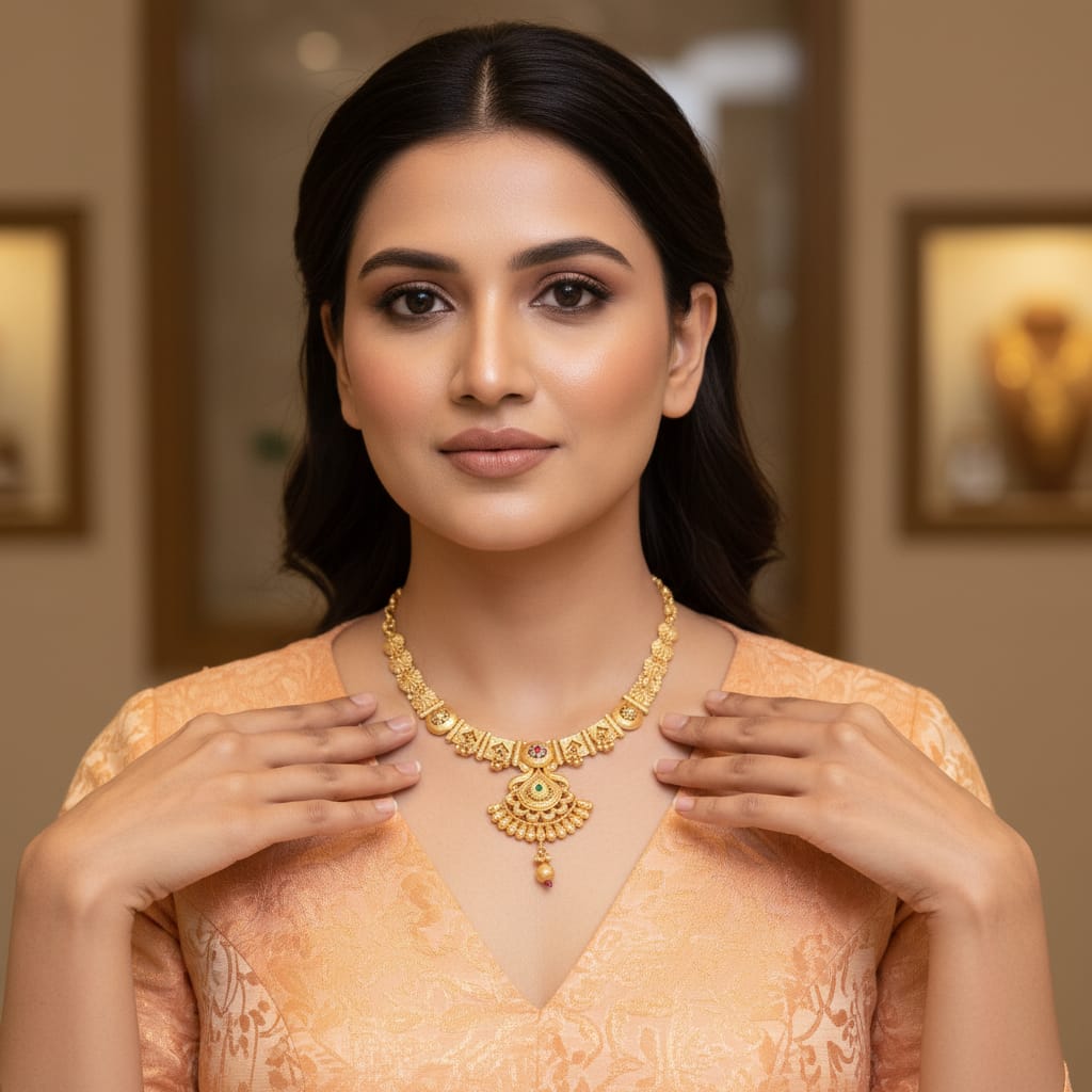 Antique Gold Polki Peacock Rajwadi Necklace