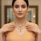 Rajwadi Double Layer Coin Necklace Set