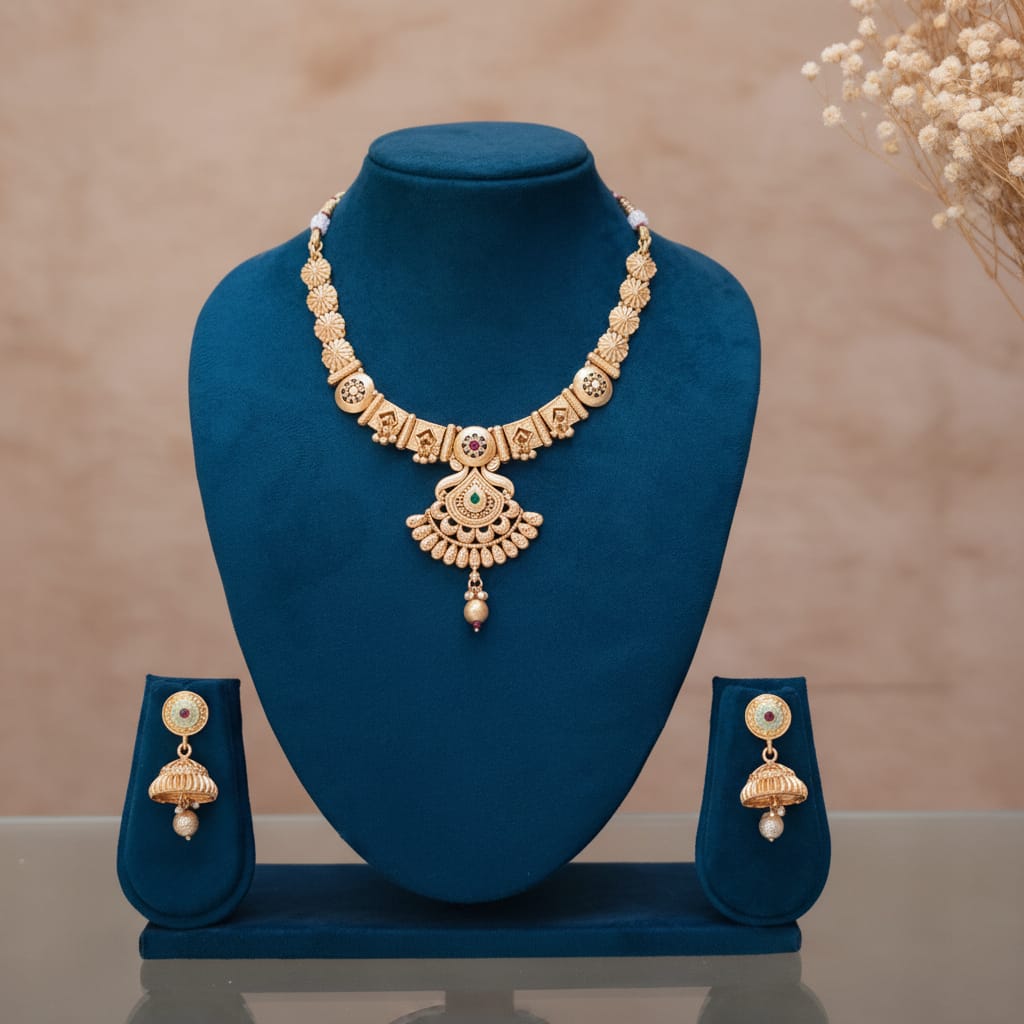 Antique Gold Polki Peacock Rajwadi Necklace