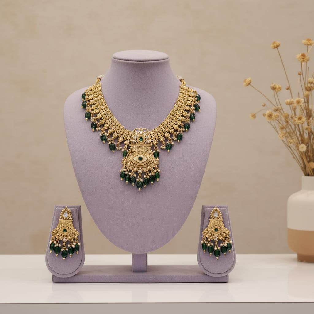Rajwadi Antique Gold Necklace Seta
