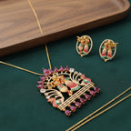 Radha Krishna CZ Chain Pendant Set with Earrings