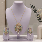 Meenakari CZ Floral Pendant Set & Earrings