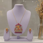 Radha Krishna CZ Chain Pendant Set with Earrings