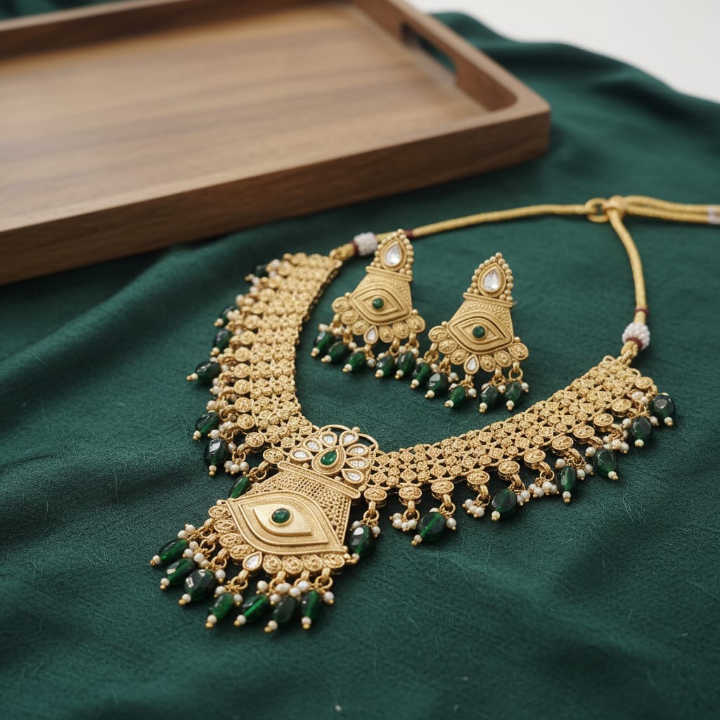 Rajwadi Antique Gold Necklace Seta