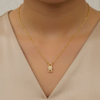 Micro Gold Plated Geometric CZ Pendant Chain