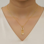 CZ Geometric Bar Pendant Micro Gold Chain