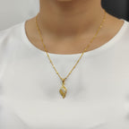 Micro Gold Plated Leaf CZ Pendant Chain