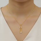 CZ Geometric Bar Pendant Micro Gold Chain