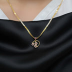 CZ Floral Heart Pendant with Gold Chain