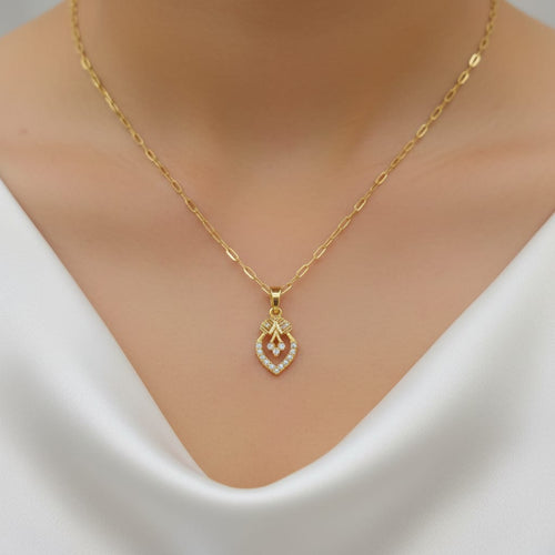 CZ Marquise Pendant Gold Chain