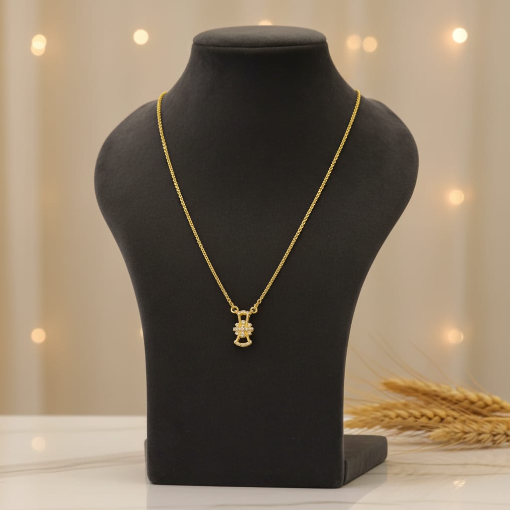 Micro Gold Plated Geometric CZ Pendant Chain