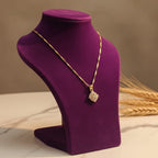 CZ Cushion Square Pendant Micro Gold Chain