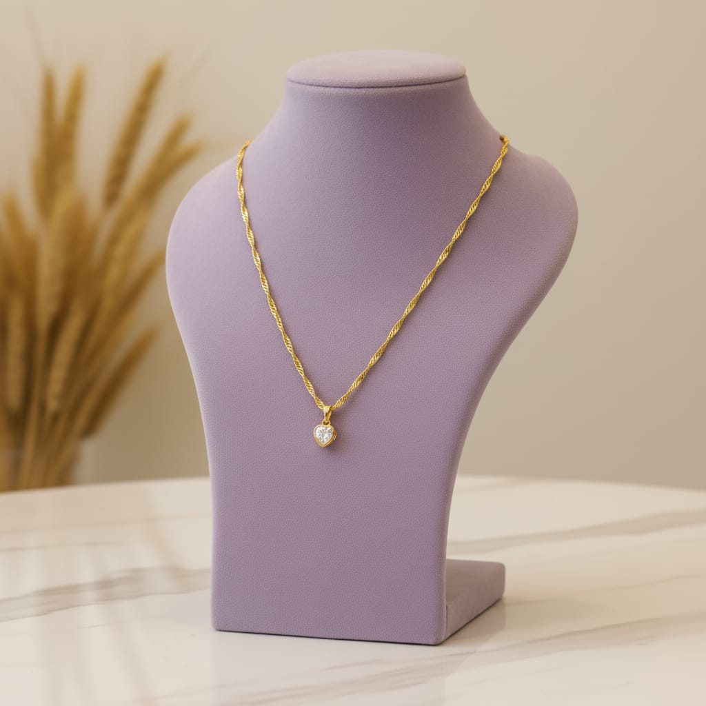 Micro Gold Chain Heart Pendant