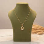 Oval Halo Micro Gold Pendant Chain