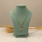 Micro gold plated chain pendant with ruby