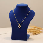CZ Dolphin Heart Pendant Gold Chain