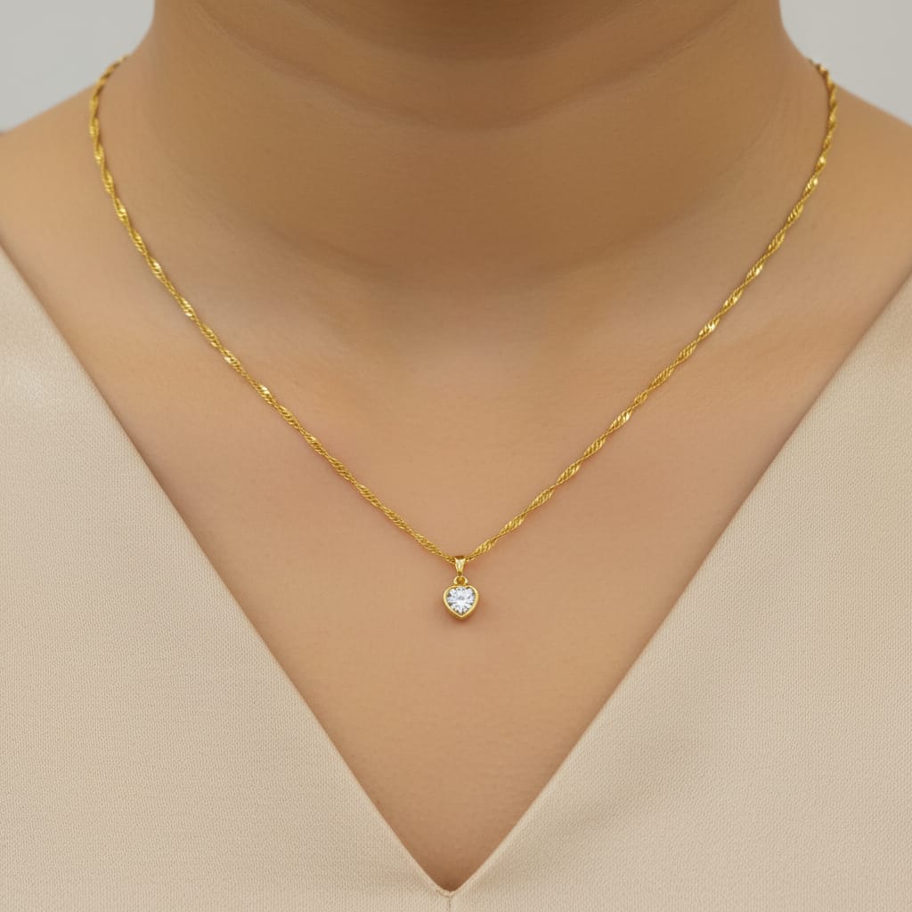 Micro Gold Chain Heart Pendant